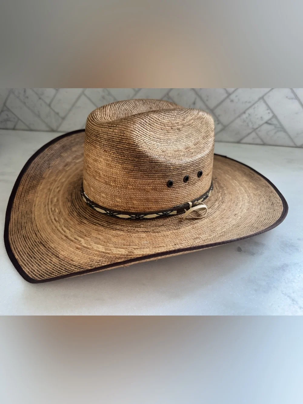 Jason Aldean Wide-Brim Straw Western Hat - Brown M
